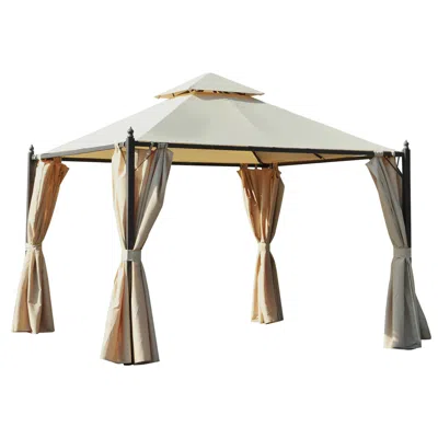 Hivvago 10x10 Patio Gazebo With Curtains & Ventilated Roof In Multi