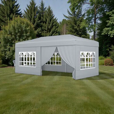 Hivvago 10x20 Ft Heavy-duty Instant Canopy With Six Enclosing Sidewalls For Outdoor Celebrations In Gray