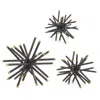 Hivvago 11, 8, 6 Inch Table Top Decorative Abstract Statuettes Set Of 3, Black Gold