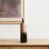 Hivvago 11" Amber Cream And Dark Brown Abstract Glass Table Vase In Multi