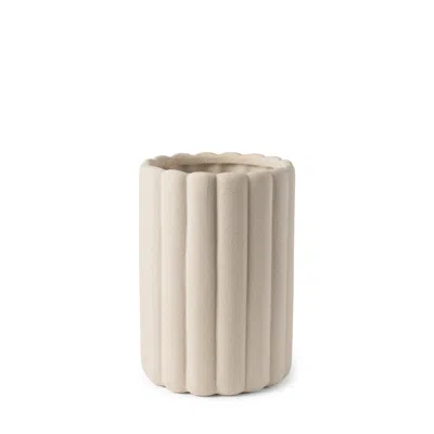 Hivvago 11" Beige Cylinder Ceramic Table Vase In Neutral