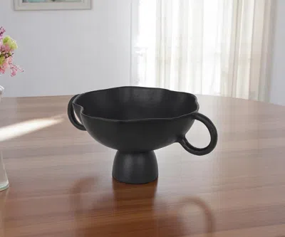 Hivvago 11" Black Metal Round Pedestal Centerpiece Bowl