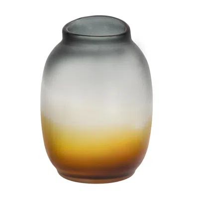 Hivvago 11" Charcoal And Orange Ombre Round Glass Table Vase In Multi
