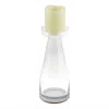 Hivvago 11" Clear Glass Centerpiece Pillar Candle Holder With Candle In Transparent
