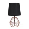 Hivvago 11" Copper Bedside Table Lamp With Black Empire Shade In Black