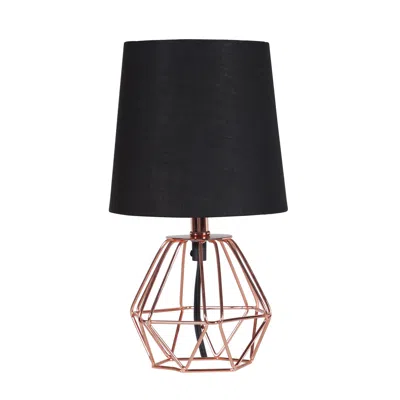Hivvago 11" Copper Bedside Table Lamp With Black Empire Shade