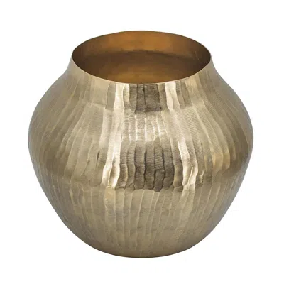 Hivvago 11" Gold Round Aluminum Table Vase