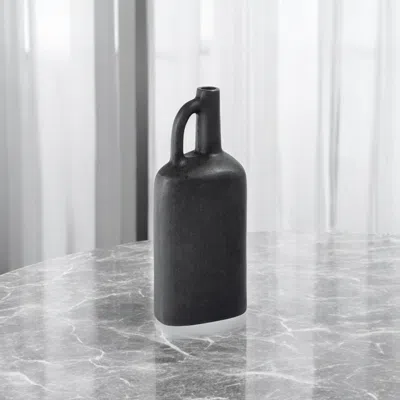 Hivvago 11" Gray Aluminum Jug Table Vase In Black