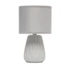 Hivvago 11" Gray Ceramic Round Table Lamp With Gray Drum Shade In White