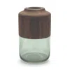 Hivvago 11" Green And Brown Round Glass Table Vase In Brown