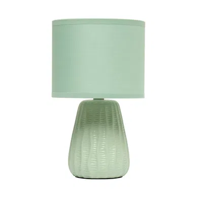 Hivvago 11" Sage Ceramic Round Table Lamp With Sage Drum Shade In Green