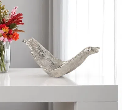 Hivvago 11" Silver Aluminum Organic Shaped Decorative Bowl