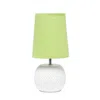 Hivvago 11" White Ceramic Round Table Lamp With Green Drum Shade In White