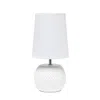 Hivvago 11" White Ceramic Round Table Lamp With White Drum Shade In White