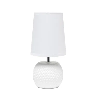 Hivvago 11" White Ceramic Round Table Lamp With White Drum Shade