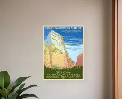 Hivvago 11" X 14" Zion National Park C1938 Vintage Travel Poster Wall Art In Blue