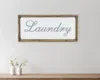 Hivvago 11" X 24" Brown And White Laundry Wood And Metal Wall Decor In Brown