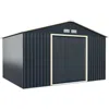 Hivvago 11 X 8 Feet Metal Storage Shed For Garden And Tools With 2 Lockable Sliding Doors-gray In Black