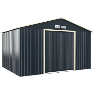 Hivvago 11 X 8 Feet Metal Storage Shed For Garden And Tools With 2 Lockable Sliding Doors-gray