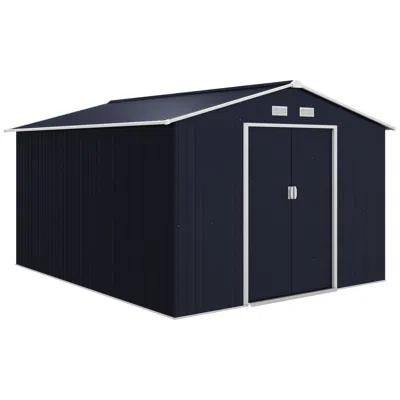 Hivvago 11' X 9' Backyard Storage Shed With Vents & Sloped Roof In Blue