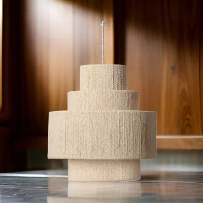 Hivvago 113 Inch Pendant Chandelier, 3 Tier Design, Beige Cotton Rope, Iron Frame In Neutral