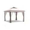 Hivvago 11x11 Ft 2-tier Pop-up Gazebo Tent With Mesh Sidewalls, Portable Outdoor Canopy Shelter With Carry B In Neutral