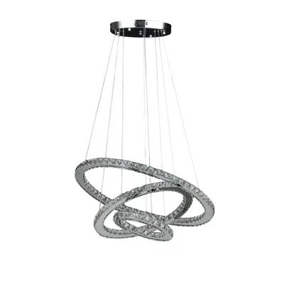 Hivvago 12-47 Inch Adjustable Chandelier, Offset Circle Design Silver Chrome Finish