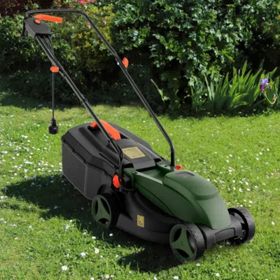 Hivvago 12-amp 13.5 Inch Adjustable Electric Corded Lawn Mower With Collection Box-green