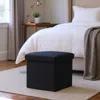 Hivvago 12" Black Boucle Cube Storage Ottoman In Black