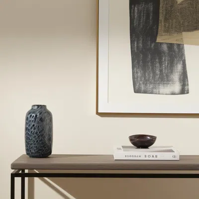 Hivvago 12" Black Mottled Cylinder Glass Table Vase In Gray