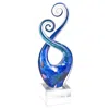 Hivvago 12" Blue And Green Murano Glass Modern Abstract Tabletop Sculpture In Blue