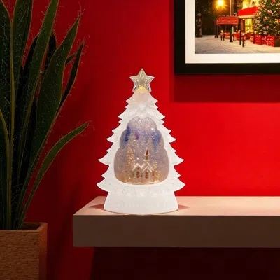 Hivvago 12" Blue Gold And White Plastic Church Tabletop Sculpture With Led