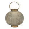 Hivvago 12" Bronze And Green Distressed Lattice Metal Tabletop Lantern Candle Holder In Gold