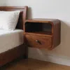 Hivvago 12" Brown Solid Wood Square One Drawer Floating Nightstand In Brown