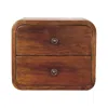 Hivvago 12" Brown Solid Wood Square Two Drawer Floating Nightstand In Brown
