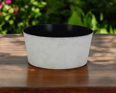 Hivvago 12" Cream Recycled Plastic Indoor Outdoor Round Pot Planter In White