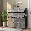 Hivvago 12-cube 48 Pairs Portable Shoe Shelves With Hook-black