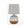 Hivvago 12" Dark Brown Ceramic Round Table Lamp With Gray Drum Shade In Gray