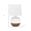 Hivvago 12" Dark Brown Ceramic Round Table Lamp With White Drum Shade In White