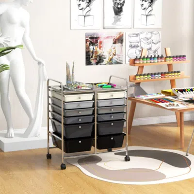 Hivvago 12-drawer Rolling Storage Cart With Removable Drawers And Lockable Wheels-gray
