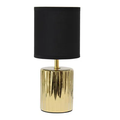 Hivvago 12" Gold Ceramic Table Lamp With Black Drum Shade