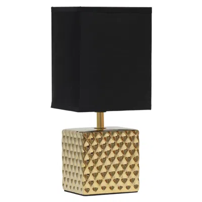 Hivvago 12" Gold Ceramic Table Lamp With Black Shade