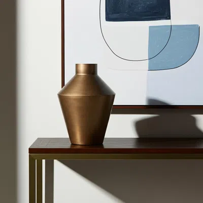 Hivvago 12" Gold Trumpet Metal Table Vase In Brown