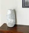 Hivvago 12" Gray And White Abstract Cylinder Crystal Glass Table Vase In Gray