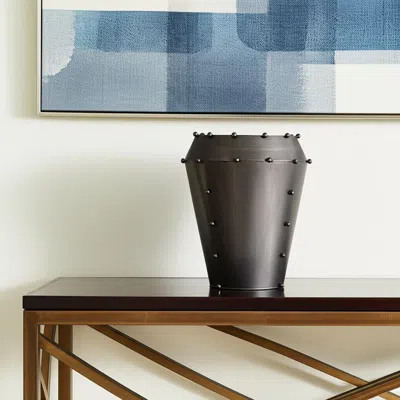 Hivvago 12" Gray Metal Table Vase In Black