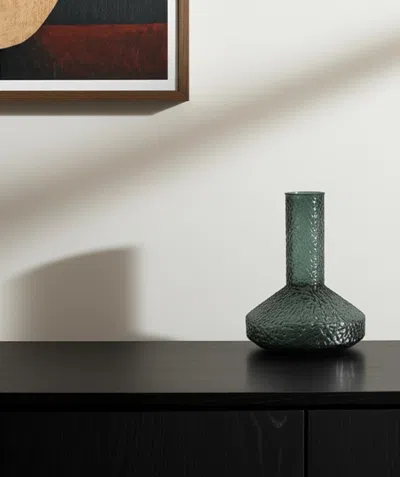 Hivvago 12" Green Faceted Glass Table Vase