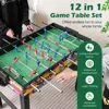 Hivvago 12-in-1 Combo Game Table Set With Foosball Air Hockey Pool Chess And Ping Pong