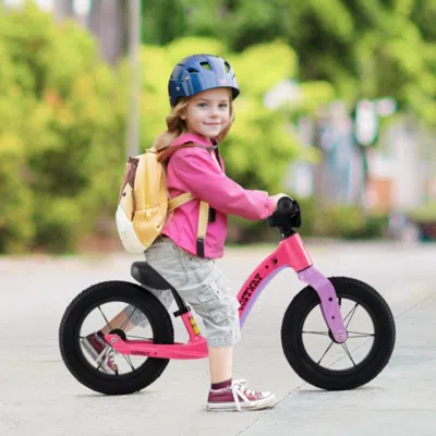 Hivvago 12-inch Balance Bike With Adjustable Seat And Rotatable Handlebar For Over 36 Months Old-pink