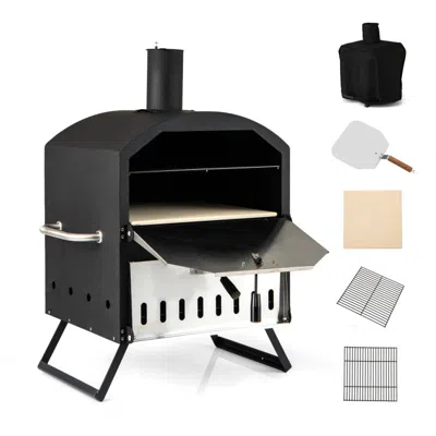 Hivvago 12 Inch Outdoor Pizza Oven With Pizza Stone For Patio Backyard Camping Bbq