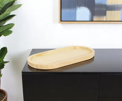 Hivvago 12" Natural Solid Wood Handmade Oval Vanity Tray In Neutral